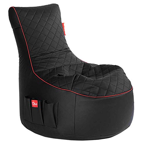 GAMEWAREZ Crimson Hurricane 2.0 Sitzsack – Gaming-Sitzsack mit Rückenlehne zum Zocken, praktische Seitentasche zur Aufbewahrung, robust und reißfest, Kunstleder, Made in Germany, schwarz-rot