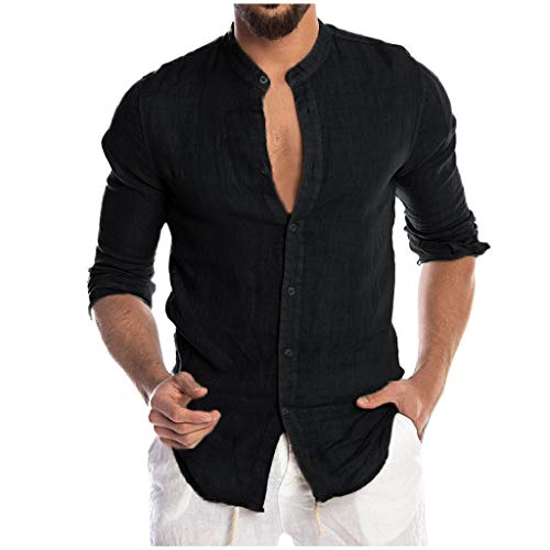 Dasongff Leinenhemd Herren Regular Fit Button-down Sommerhemd Langarm & Kurzarm Herren Hemd Shirt Freizeithemd Oberteile Leinenoptik Leichte Bequem Atmungsaktives Leinenshirt Kurzarmhemd