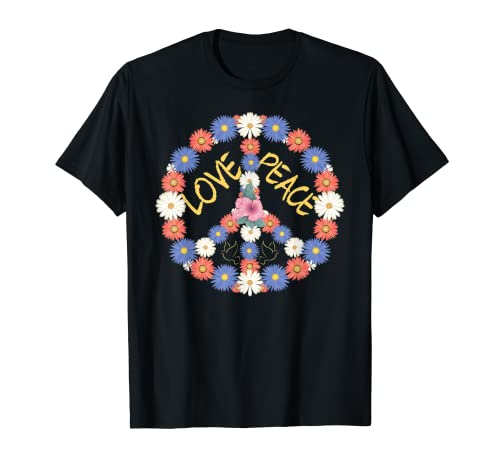 Piece Zeichen Blumen - Hippie Verkleidung Hippie Faschings T-Shirt