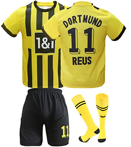 HUSSATEX Reus #11,Heim Kinder Fußball Trikot & Shorts mit Socken Jugendgrößen (Reus Yellow,26)