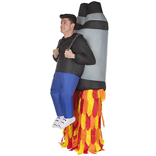Morph Aufblasbares Raketen Kostüm für Erwachsene, Jetpack Verkleidung, lustiges Faschingskostüm Damen Herren - Einheitsgröße
