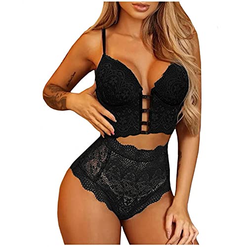 pitashe_Bekleidung Dessous-Set Damen Tiefer V-Ausschnitt Halfter Spitze Reizwäsche Negligee Babydoll Unregelmäßiger Hem Nachtwäsche Nachthemd Lingerie Nachtkleid G-String Sleepwear, 3XL
