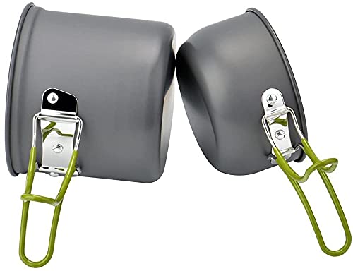 Camping Geschirr Set Picknick Topf Outdoor Kochgeschirr aus Aluminium Camping Töpfe für 2 Personen Faltbare Besteck Mini Campingkocher für Wandern