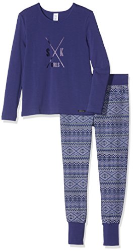 Skiny Mädchen Cosy Night Sleep Pyjama lang Zweiteiliger Schlafanzug, Mehrfarbig (Deep Violet 7889), 128