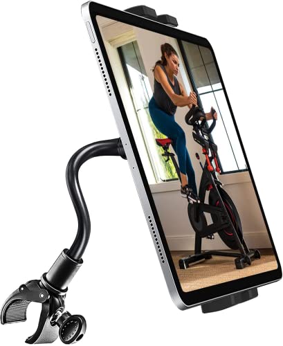 Oilcan Laufband Tablet Halter, Schwanenhals Lenker Handy Tablethalterungen für Fahrrad Spin Bike Crosstrainer Heimtrainer für iPad Pro Air Mini, iPhone, Samsung Tab, Lenovo, Huawei (4-12.9