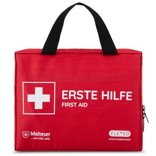 Erste Hilfe Set gefüllt mit Sofort-Kältekompressen, Rettungsdecke und Pflastersortiment/Erste Hilfe Tasche für Zuhause, Auto, Outdoor, Wandern und Reisen - Notfallset für Unterwegs