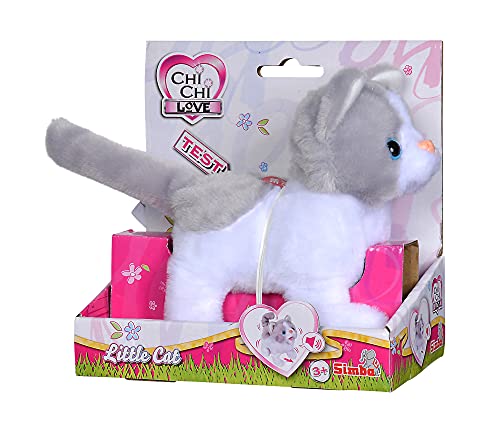 Simba 105893453 - ChiChi Love Little Cat, läuft und wackelt mit dem Schwanz, 15cm, Plüschkatze, mit Funktion, mit Sound, für Kinder ab 5 Jahren geeignet