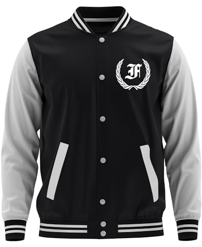 Mein Leben Frankfurt Herren College Jacke | Skyline Hoodie Stadt Frankfurt Jacke Utra Sport Fussball | Schwarz FB (S)