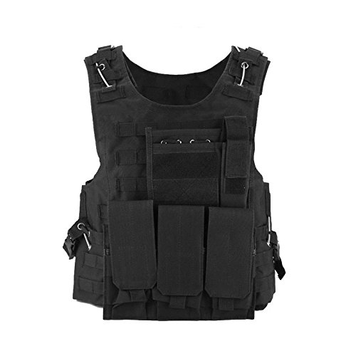 Bon amixyl Jagd Tactical Weste Einstellbare Armee Militärische Angriff Kampf Weste, Airsoft Paintball Angriff Outdoor Dschungel Spiel Schutz Weste (Schwarz)…