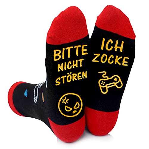 Lustige Socken, Gaming Socken Mit Spruch Bitte Nicht StÖren Ich Zocke Neuheit Baumwollsocken Gamer Knöchel Socken Rutschfeste Haussocken Wintersocken Geschenk Für Damen Herren Lange Socken