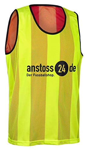 ELF Sports Wende Leibchen mit Druck 'anstoss24.de', Farbe:Gelb/Rot, Größe:XL