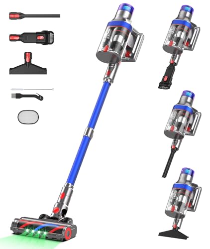 REBANIC S18 Max Akku Staubsauger, 48000Pa 600W 70Mins Staubsauger Kabellos mit Doppeldisplay Freistehend,2L Akkustaubsauger Supergroßer Staubbehälter für Teppich Tierhaare Hartböden