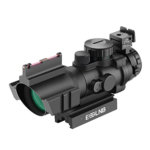 ESSLNB Zielfernrohr 4x32mm Airsoft Red Dot Visier Leuchtpunktvisier mit Fiberoptik und 11mm/22mm Montage für Luftgewehr Jagd Softair und Armbrust
