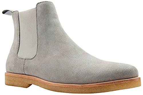 JIONS Chelsea-Stiefel zum Reinschlüpfen, aus echtem Leder, Stiefelette mit Kreppsohle, grau, 39.5 EU