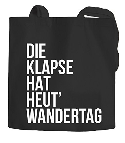 Jutebeutel Die Klapse hat heute Wandertag Spruch Baumwolltasche Stoffbeutel Moonworks® schwarz 2 lange Henkel