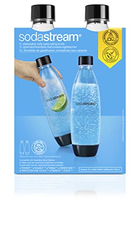 SodaStream DuoPack Fuse 2x 1L KST-Flasche - spülmaschinengeeignet (BPA frei) - Ersatzflaschen für SodaStream Wassersprudler mit PET-Flaschen, Schwarz, 9x17.2x29