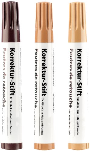 AGT Möbelstift: Korrektur-Stift für Möbel aus Holz & Furnier, 3er-Set (Ausbesserungsstifte für Möbel, Holz Ausbesserungsstift, Holzreparatur)
