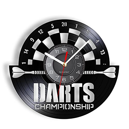 Vintage Vinyl Wanduhr 30Cm Darts-Brettspiel, Modernes Wanduhrspiel, Bumerang, Spielzimmer-Dekor, Geräuschloser Quarz, Retro-Champions, Schallplatte, Laser-Uhr-Dekor