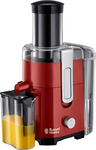 Russell Hobbs Entsafter [Gemüse und Obst] Desire Rot (XL Einfüllöffnung f. ganzes Obst & Gemüse, 2 Geschwindigkeitsstufen, 750ml Saftbehälter, 2,0l Fruchtfleischbehälter, BPA-frei) Saftpresse 24740-56