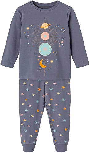 NAME IT Mädchen NKFNIGHTSET Planet NOOS Pyjamaset, Folkstone Gray, 110-116