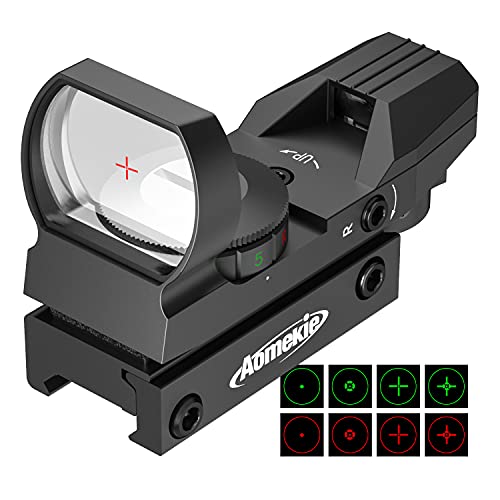 AOMEKIE Red Dot Visier Airsoft mit 20mm/22mm Schiene Leuchtpunktvisier Rotpunktvisier mit Tactical 4 Reticles für Jagd Softair Pistole und Armbrust