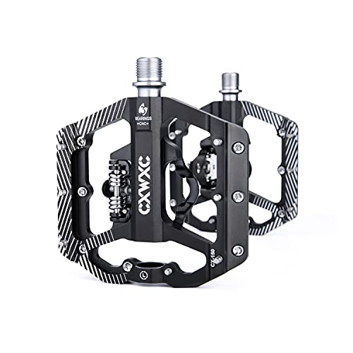 CXWXC SPD Pedale Fahrrad Zwei Seite MTB Flatpedale mit 3 Abgedichtete Lage 9/16 Zoll Aluminiumlegierung Anti-Rutsch Breites Plattform Klickpedale für MTB oder Rennrad