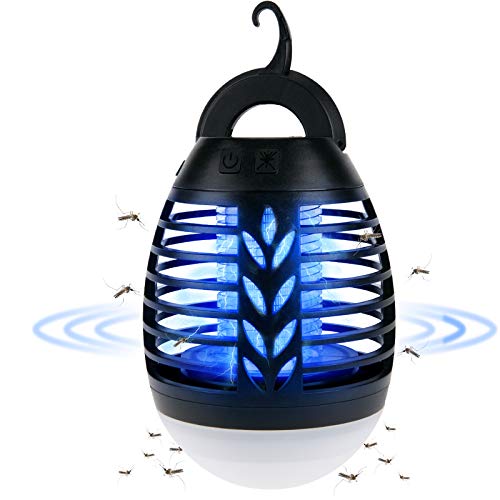ROVLAK Insektenvernichter Camping Lampe Outdoor LED Mückenlampe USB 2-In-1 Insektenvernichter Elektrisch Wiederaufladbar Moskito Lampe mit 3 Beleuchtungsmodi Moskito Schutz Lampe für Freien