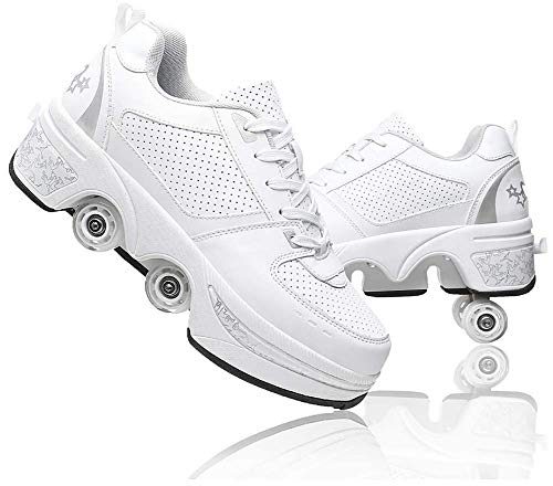 LDTXH Schuhe mit Rollen 2 in 1 Multifunktionale 4 Rad Schuhe mit Rollschuhe Verformung Schuhe für Männer Frauen Und Kinder,40