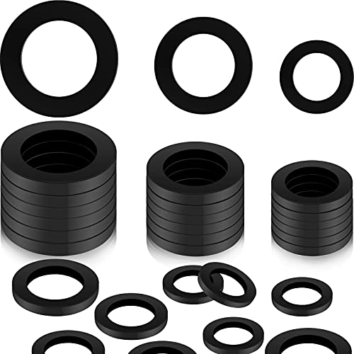 24 Stücke Gummi Schlauch Unterlegscheibe Dichtringe Schlauch Gummi Wasserhahn Anschluss Unterlegscheiben zum Verbinden, 1/2 Zoll, 3/4 Zoll, 30 mm (1,18 Zoll) OD 20 mm (0,8 Zoll) ID, Schwarz