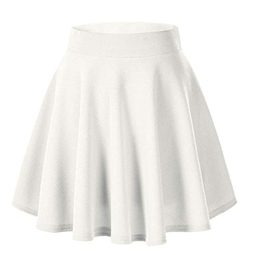 Damen Beiläufig Elastische Taille A Linie Faltenrock Basic Solide Vielseitige Dehnbar Informell MiniSkater Rock Mädchen Glocken Rock Tennis Rock