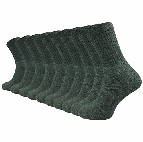 GAWILO 10 Paar stabile Army - Jäger - Freizeit Socken aus strapazierfähiger Baumwolle (43-46, grün)