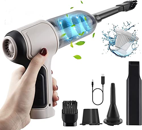 3 in 1 Handstaubsauger Akku, 2er-Pack Kabelloser Mini-Handstaubsauger, Tragbarer Autostaubsauger Nass und Trocken mit Waschbarer Filter, Leistungsstarker Handstaubsauger für Auto Büro Teppich Haustier