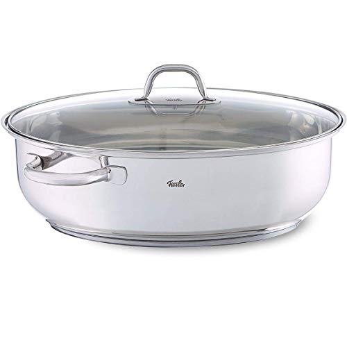 Fissler / Edelstahl-Bräter (8,8 L - Ø 38 cm) großer ovaler Schmortopf, mit Glas-Deckel, backofen-& spülmaschinengeeignet - Induktion