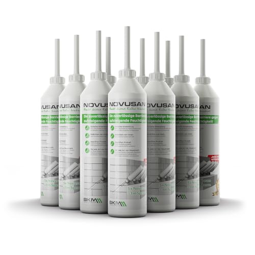 NOVUSAN Horizontalsperre – Injektionsflasche zur Abdichtung von feuchten Wänden & Keller | für 2m Wand | DIY Mauertrockenlegung von innen | Mauerwerk trockenlegen ohne Ausschachten