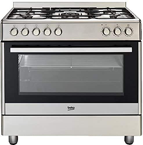 Beko GM 15020 DX Gas Electric Cooker Catalytic B/SIDE PANELS/104 Litre Interior/Stainless Steel/5 Hob with Wok Burner [Energy Class A]