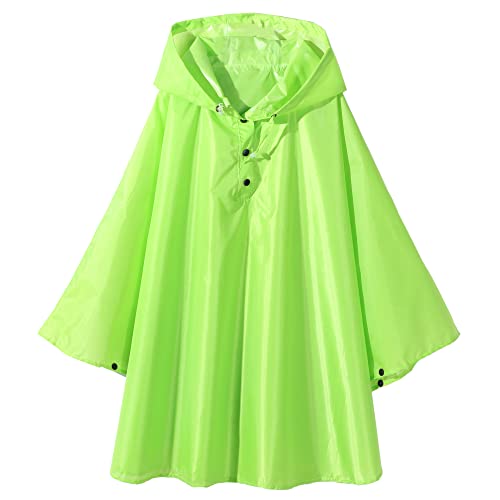 QIKADO Kinder Regen Poncho Wasserdicht & WinddichtGroße Schulranzen als Gürtelpacktasche für Outdoor und Fahrrad Grün M