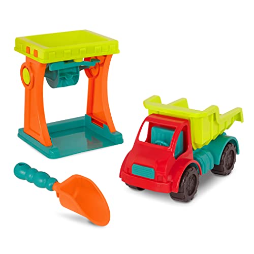 Sandspielzeug Set Sandmühle, Kipplaster, Schaufel – Sandkasten Spielzeug Kinder, Strandspielzeug Fahrzeug für Mädchen und Jungen ab 18 Monaten (3 Teile)
