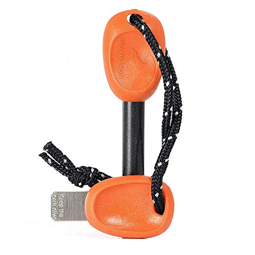 Light My Fire Feuerstahl Outdoor - Army - ⌀1cm & 12.000 Zündungen - Feuerstahl XXL hergestellt in Schweden aus biobasiertem Kunststoff von Pflanzen - Feuerstein länge 94 mm - Firestarter