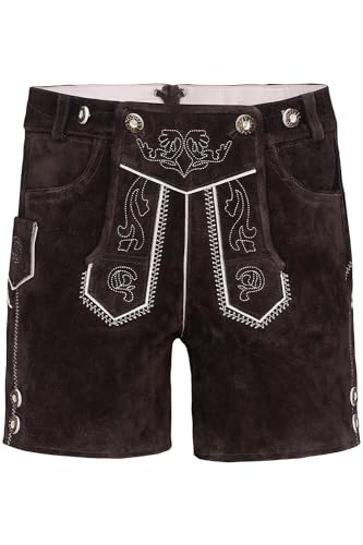 Bayerische Kinder Trachten-Leder Hose kneebound oder Hose kurz für Kinder, Mädchen und Jungen, farbe -Braun,140