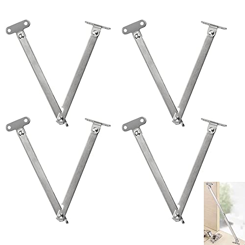 SPEACOUR 4 Stück Klappenscharnier Edelstahl Klappenbeschlag 180 °Klappenhalter Softclose Klappenschere Klappenstütze Schwerlast Deckel Scharnier für Möbel Tür Fenster Deckelstütze