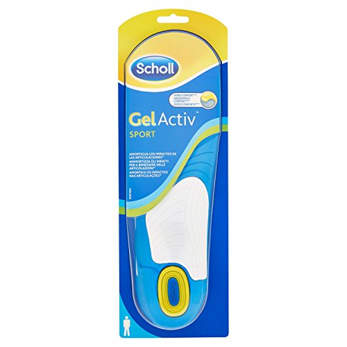 Scholl Gel Activ Sport Einlegesohlen für Herren, Sportschuhe, erhöhte Dämpfung, Geruchs- und Schweißabsorption, Größe 40-46.5, 1 Paar (2 Einlagen)