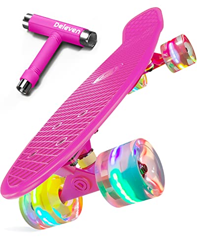 Skateboard Kinder ab 5 Jahre 56 cm Mini Cruiser Skateboard mit Leuchtrollen LED Rollen Anfänger Mädchen Jungen Kinderskateboards Kinder Skateboard Kinder ab 6 Jahre Skateboard Kinder ab 8 Jahre 9 10