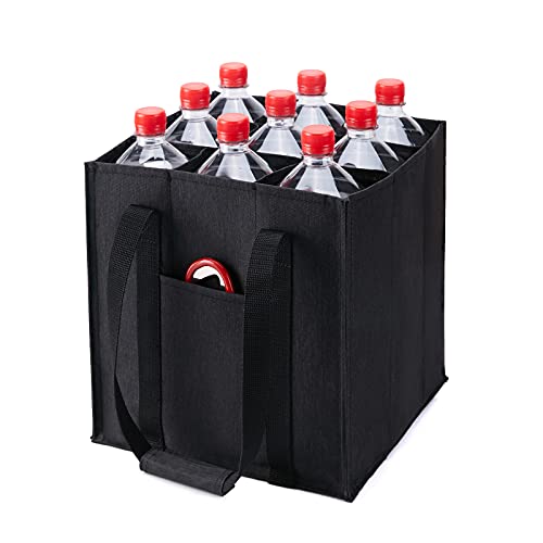 KALIDI Flaschentasche, bottlebag Flaschenträger für 9 Flaschen Tragetasche mit Trennwänden Flaschenkorb für 1,5L Flaschen Einkaufstasche, Männerhandtasche,schwarz