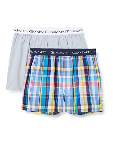 GANT Herren Check and Oxford Boxer Shorts 2-P Boxershorts, Marine, L