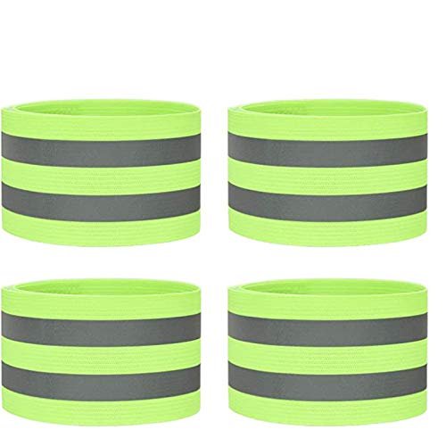 Willingood 4er Set Doppel Reflektorbänder für Outdoor Jogging, Radfahren, Wandern, Motorrad-Reiten oder Laufen | Reflektierende Sicherheits Armband | 40 x 5 cm