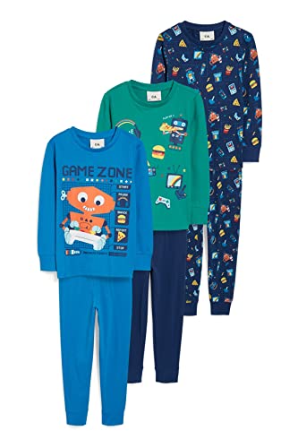 C&A Kinder Jungen Pyjamas Pyjama Relaxed Fit Unifarben|Motivprint|Bedruckt blau 110