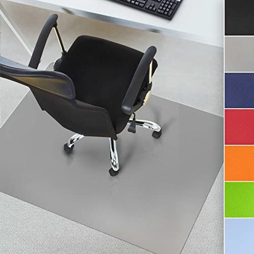 Bodenschutzmatte für Hartböden - farbige Bürostuhlunterlage Bodenmatte Stuhlunterlage aus Polypropylen - Stärke: 1,9 mm (90 x 120 cm, Grau)