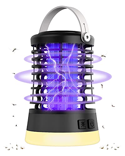 Insektenvernichter Mückenschutz Elektrischer Fliegenfalle - Wasserdichter IPX6 Mückenfalle mit USB-Lade- für Draussen, Mückenlampe mit Aufhängehaken für Camping, Garten, Balkon und Schlafzimmer