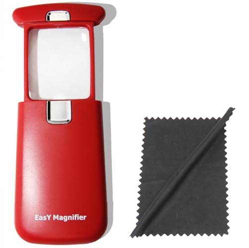 EasY Magnifier Leselupe 3X Mit Hellem LED Licht; Taschen Lupe Mit Geschützter Acryl Linse; Beleuchtetes Vergrösserungsglas Zum Lesen Kleiner Texte; Handlupe - Geschenk Als Sehhilfe Lesehilfe