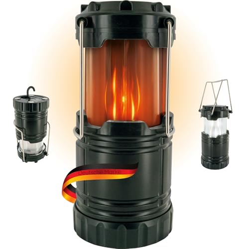 SCHWAIGER Campinglampe Lagerfeuer Effekt Outdoor Licht Campingleuchte COB LED mit Magneten Haken batteriebetrieben für Garten Camping Zelt Wohnmobil Reisen